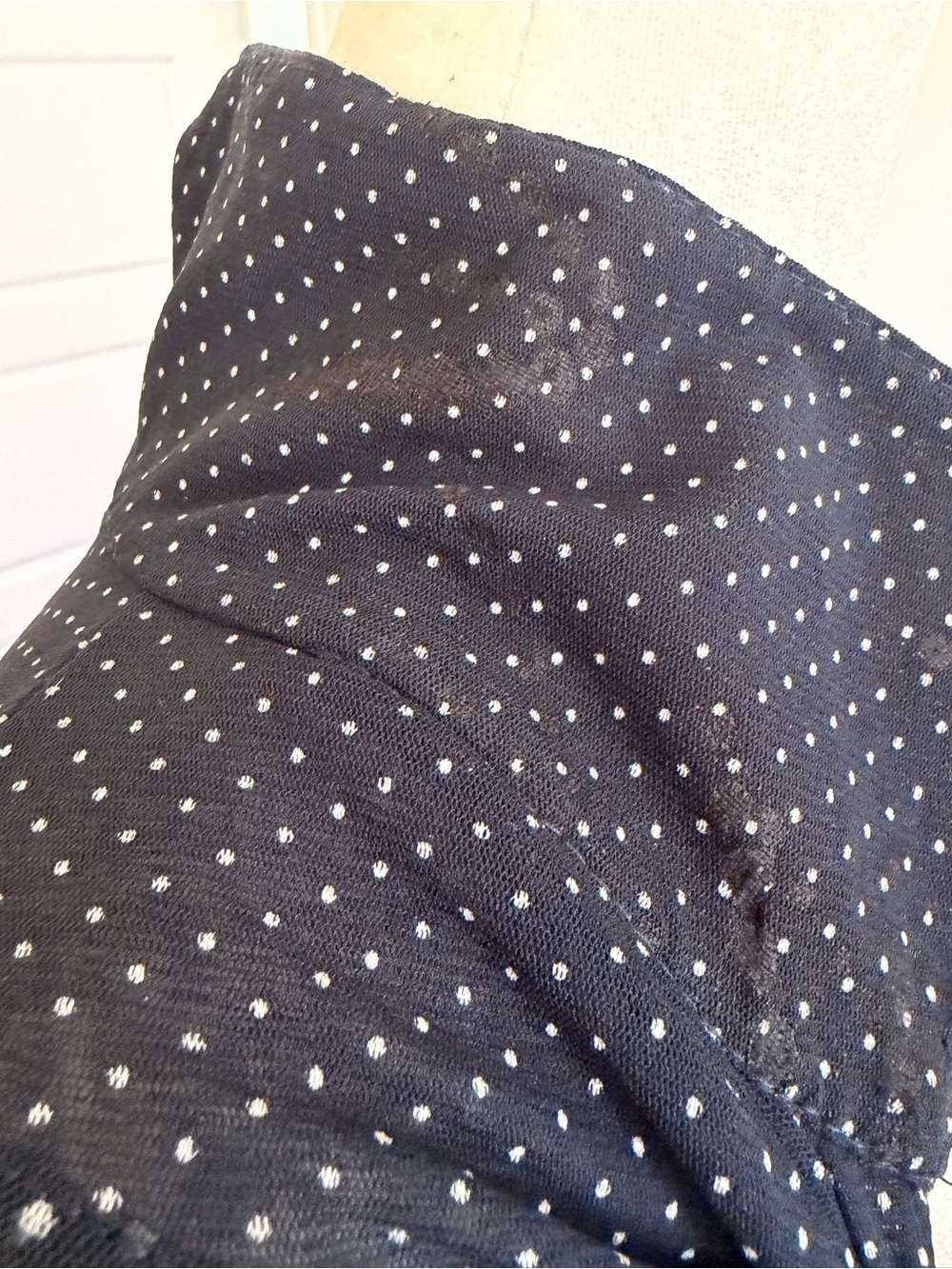 Vintage Polka Dot Chiffon Dress with Drop Waist and Button Detail - Picture 7 of 7